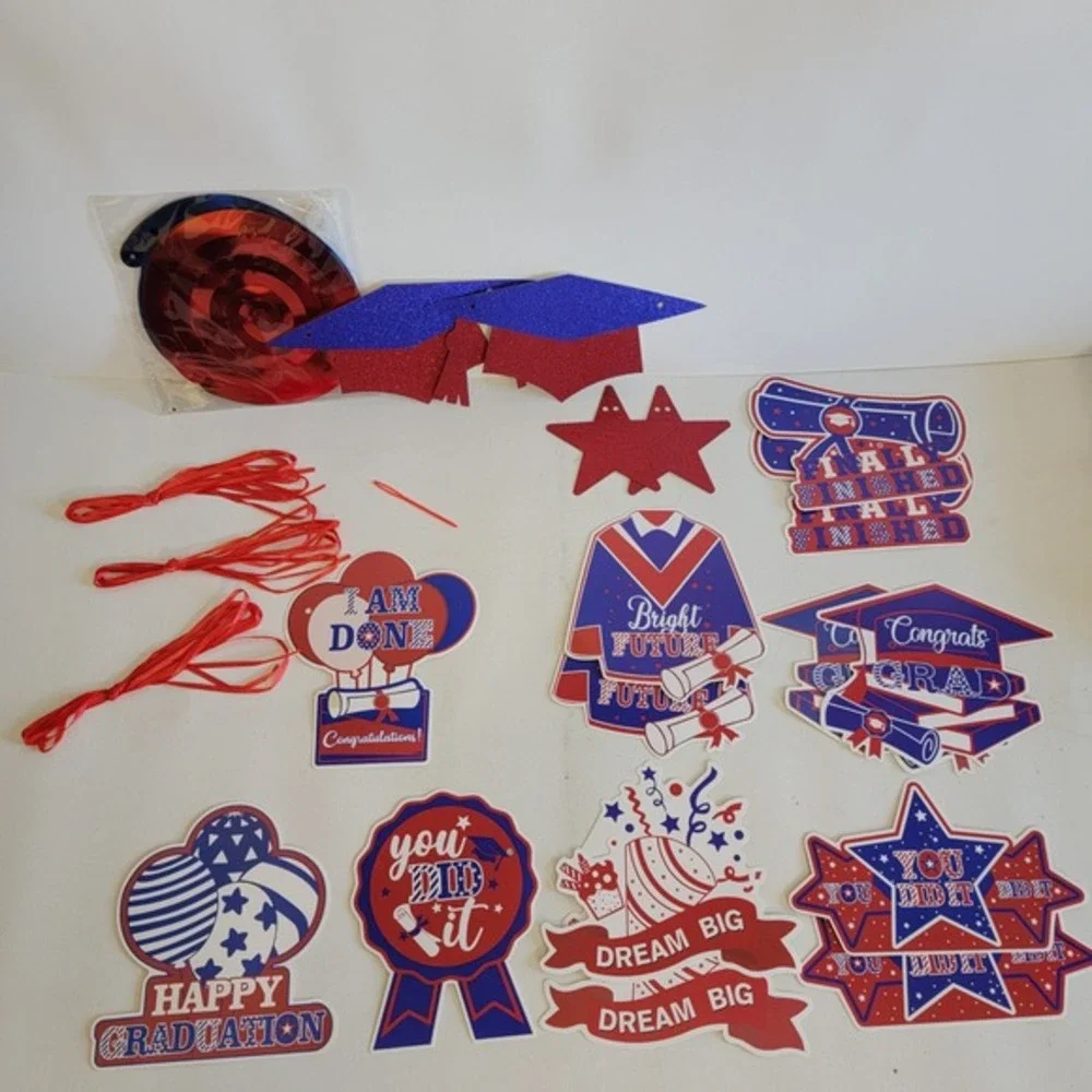 Graduation Party Decorations She Came She Saw She Mastered Banner Red‎ Blue Kit